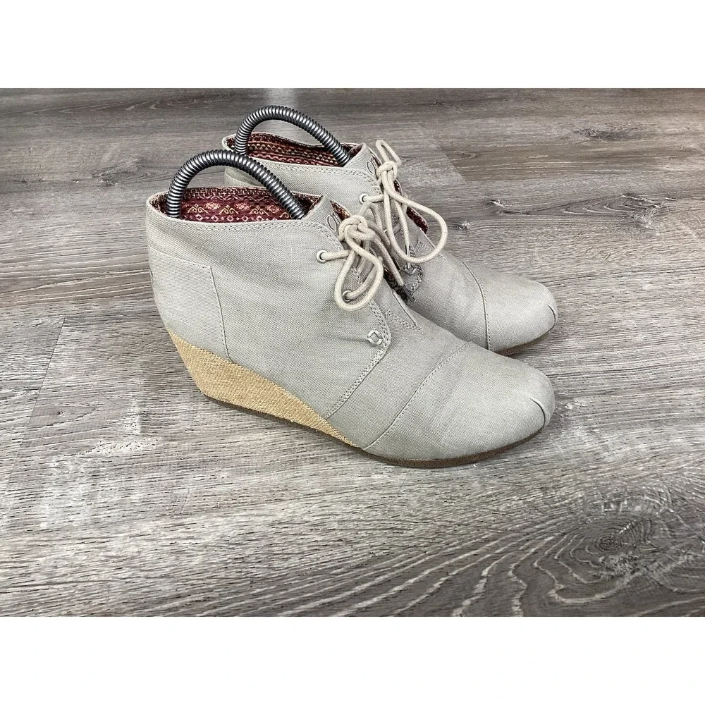 Bobs By Skechers Womens Size 9.5 34287 Khaki Fabric Wedges Lightweight Booties